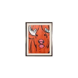 Original Art 14x11 Expressionism Abstract on paper Brown Buffalo/Bison